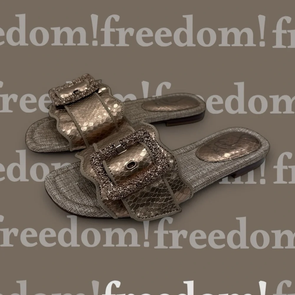 Sam Edelman Bambi 2 Snakeskin Embossed Slide Sandal (Women) Size 6.5